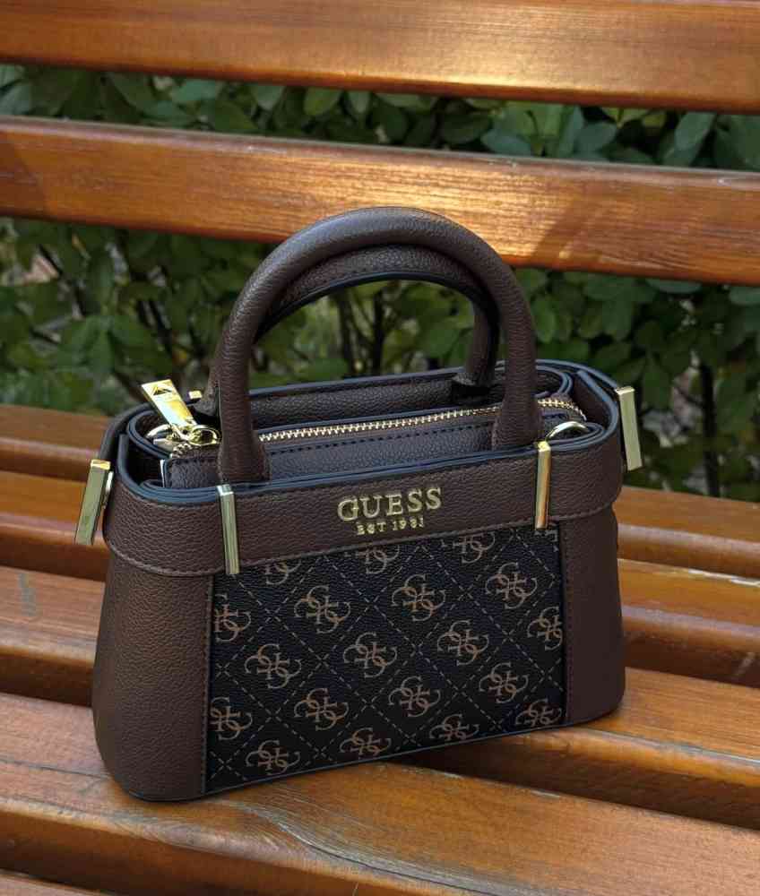 Guess Small Society Satchel Brown Handbag-1