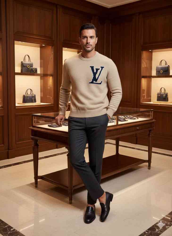 Louis Vuitton Cream Authentic Quality Pullover