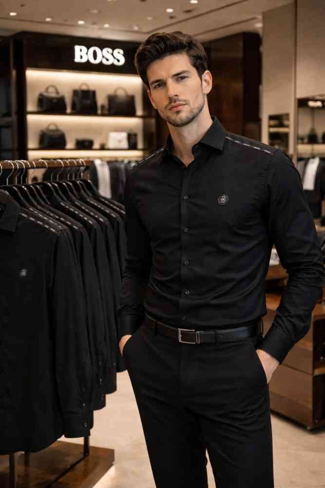 Black Hugo Boss White Premium Quality Shirt