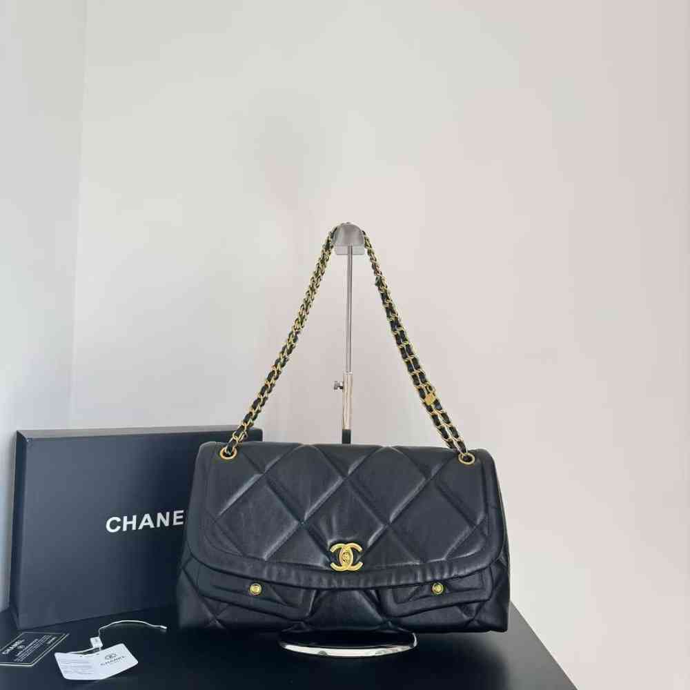 Black Chanel White Cargo 25K Shoulder Bag