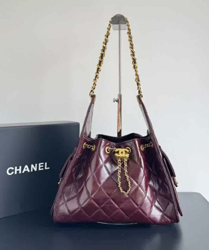 Wine Chanel Maxi Brown Mini Shoulder Bag