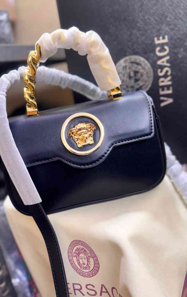 Black Versace La Medusa Golden Handbag