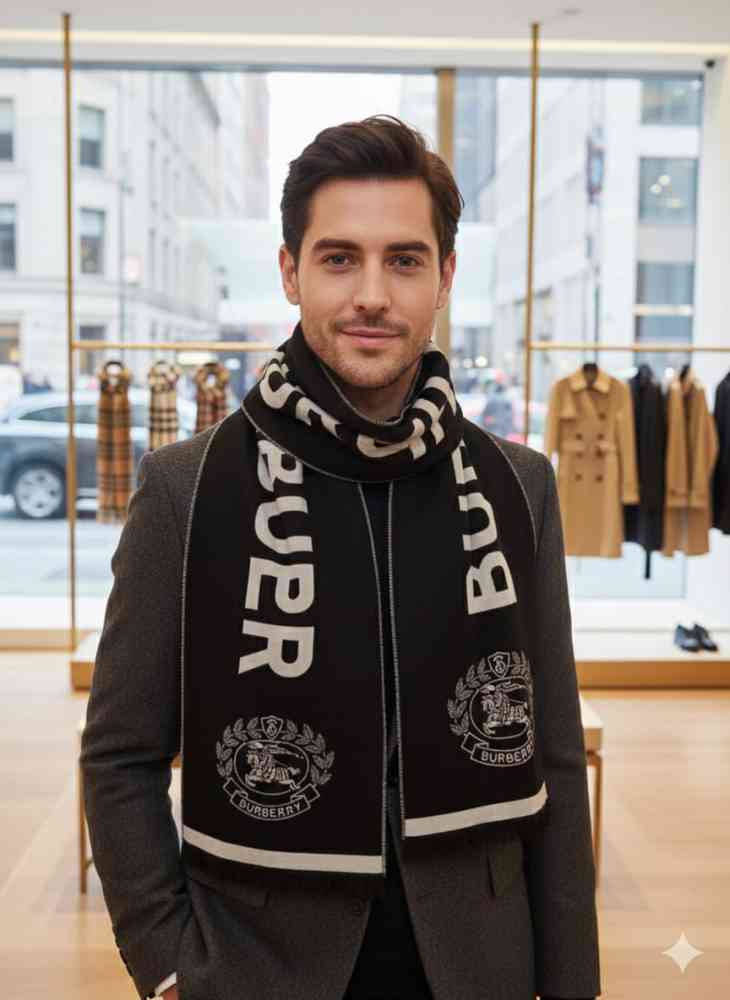 Burberry Cashmere Black Premium Quality Muffler-thumb-0