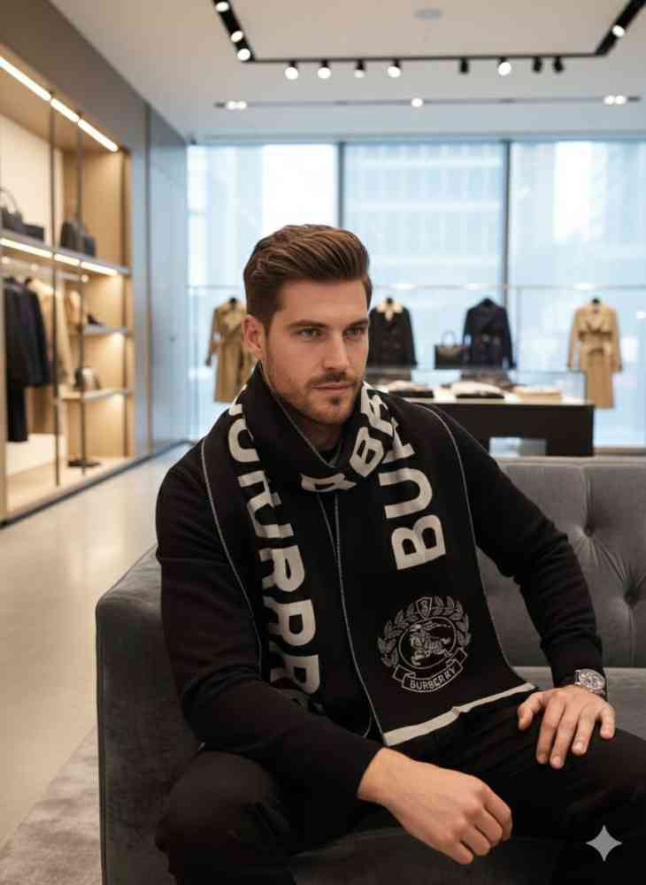 Burberry Cashmere Black Premium Quality Muffler-thumb-1