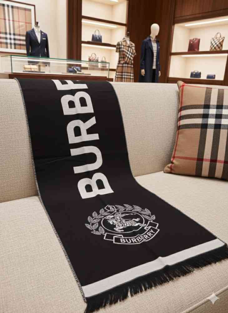 Burberry Cashmere Black Premium Quality Muffler-thumb-6