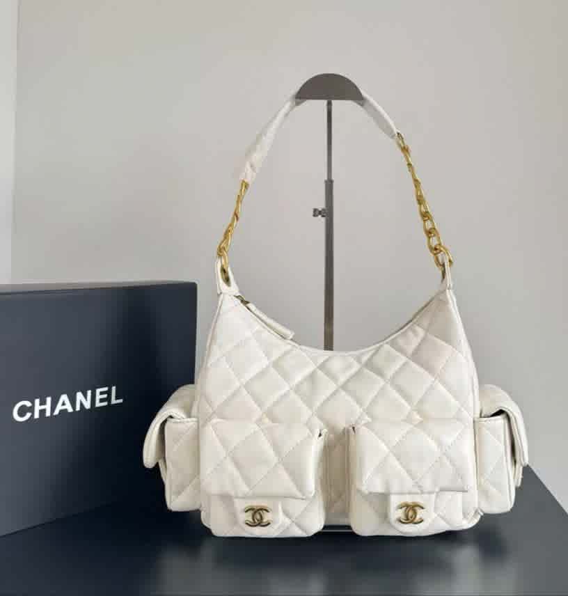 Chanel White Cargo Shoulder Bag-thumb-0