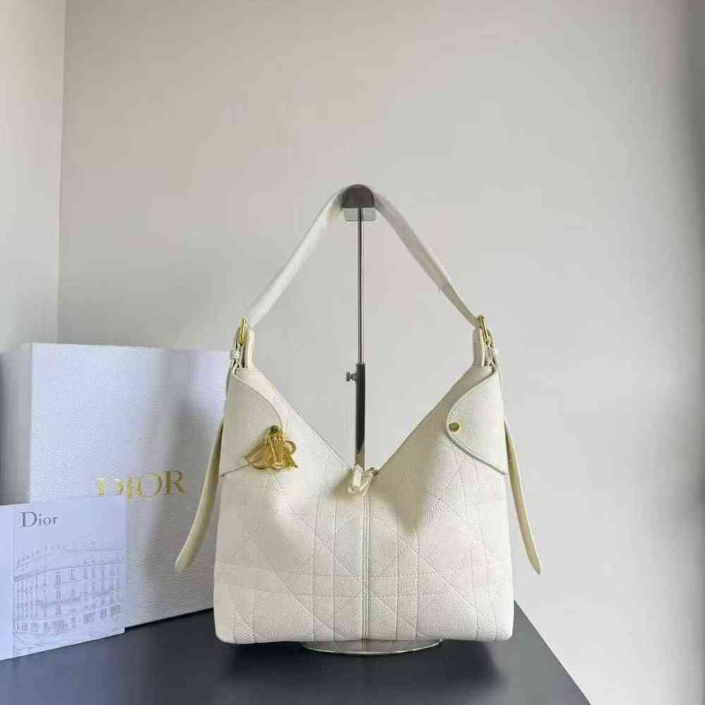 White Dior Signature Black Voyage Hobo Bag