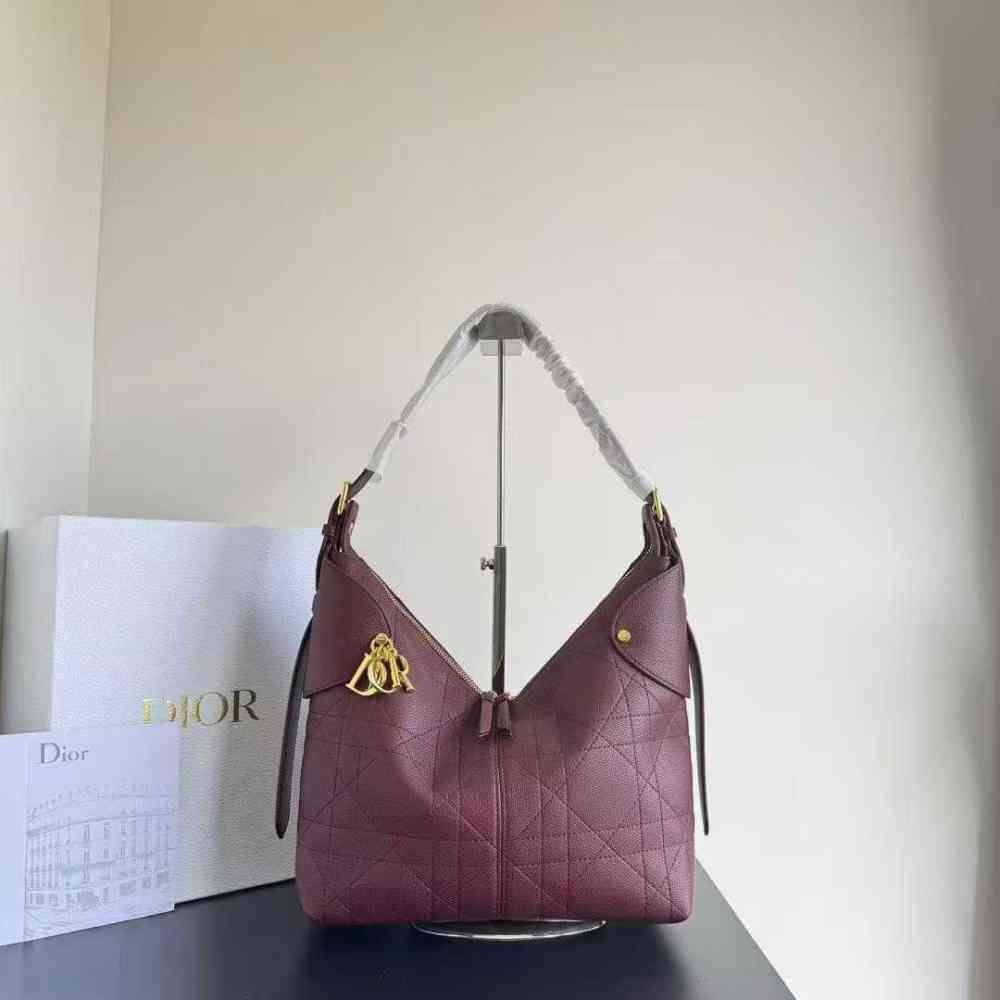 Wine Dior Signature Black Voyage Hobo Bag