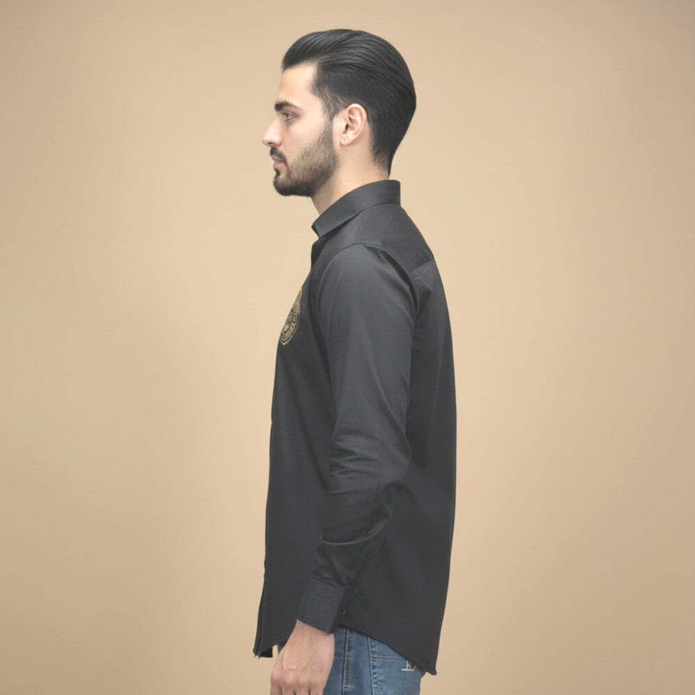 Balmain Patch Black Premium Cotton Shirt-2