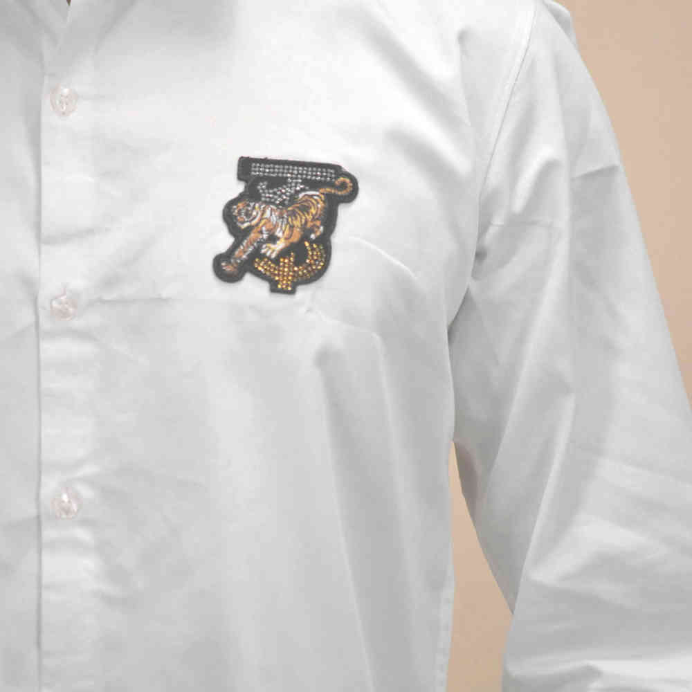 Burberry TB Tiger Embroidered White Premium Shirt-4