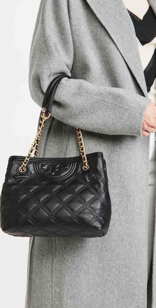Tory Burch Flemin Medium Leatherite Black Hobo Bag-1