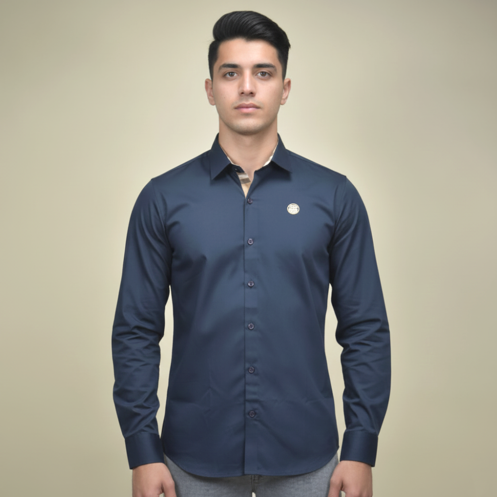 Burberry Navy Blue Premium Quality Shirt-1