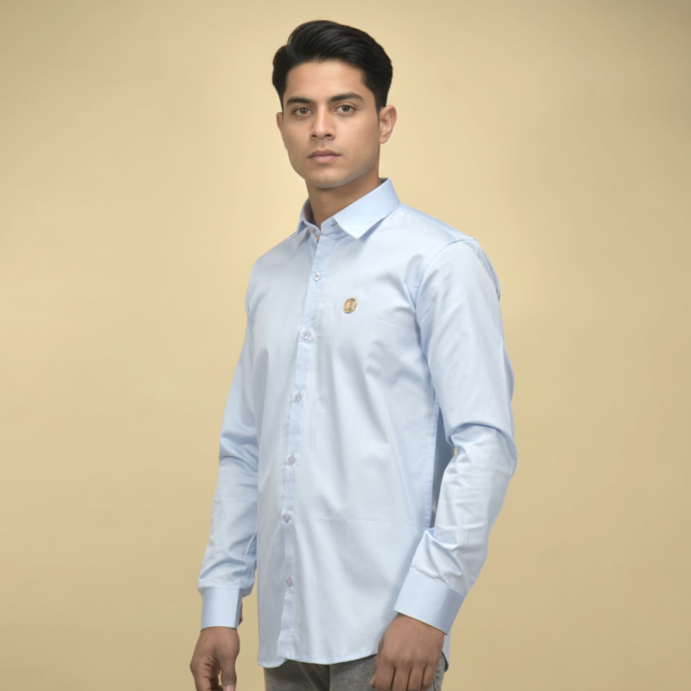 Sky Blue Burberry White Premium Quality Shirt