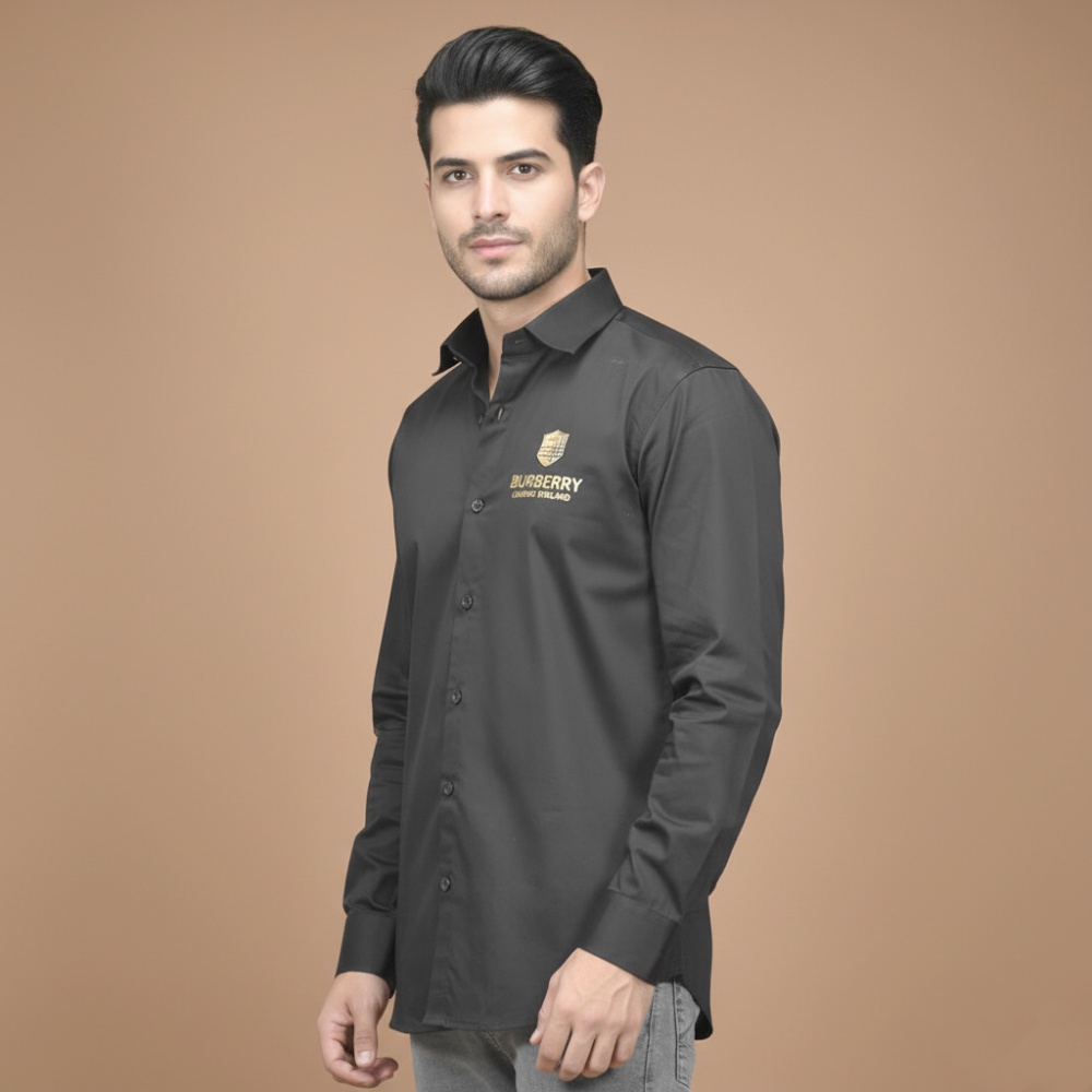 Black Burberry Dark Green Premium Cotton Shirt