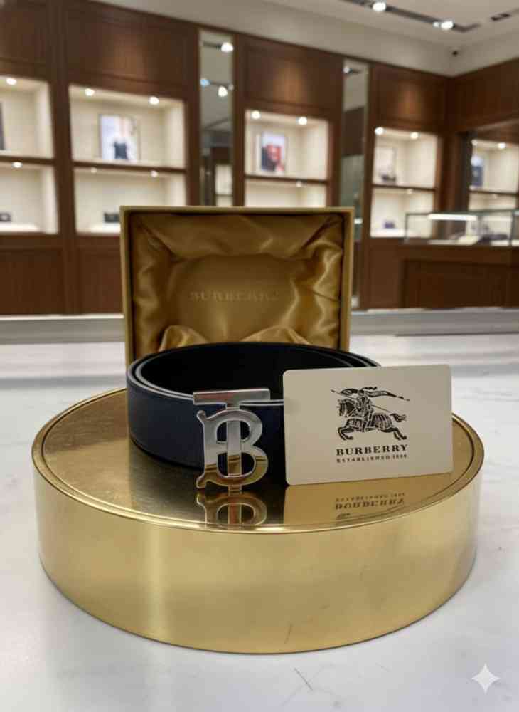 Silver Burberry Golden Premium Quality Leather Belt