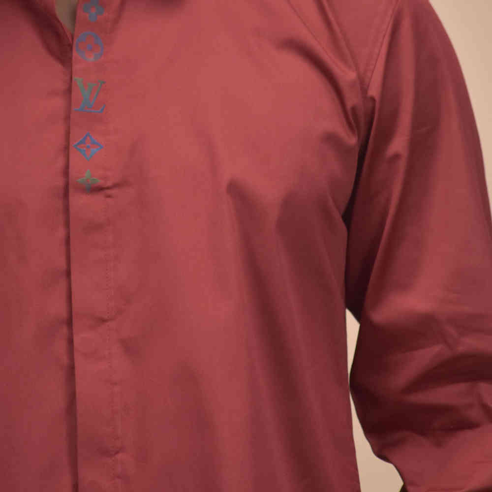 Louis Vuitton Monogram Wine Premium Cotton Shirt-4