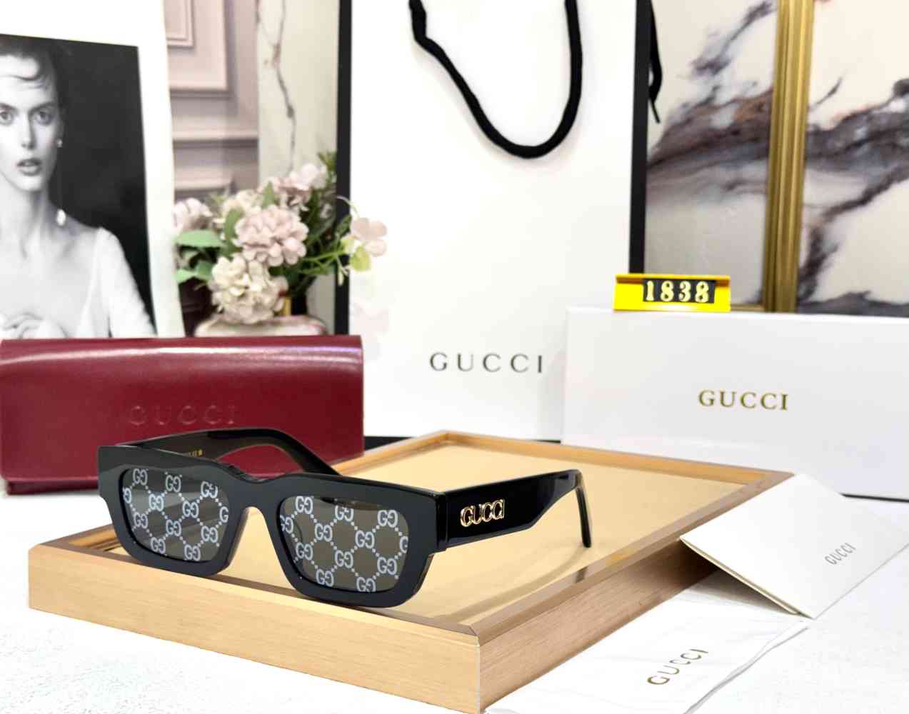 Black Gucci Green Luxury Sunglasses