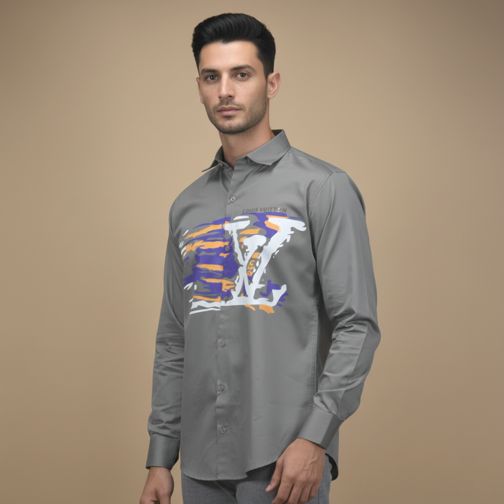 Grey Louis Vuitton White Premium Quality Shirt
