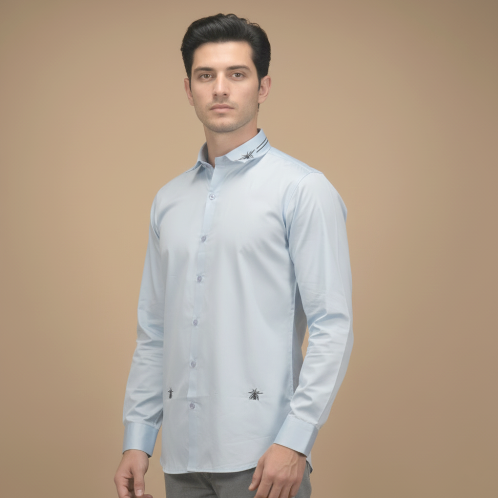 Sky Blue Dior White Premium Quality Shirt