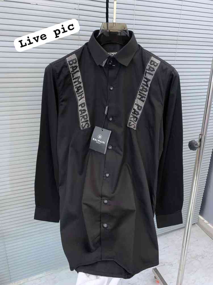 Balmain Embroidered Black Premium Cotton Shirt-2