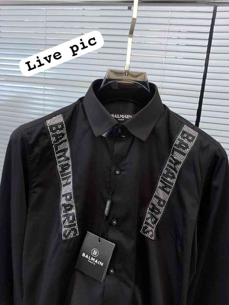Balmain Embroidered Black Premium Cotton Shirt-3