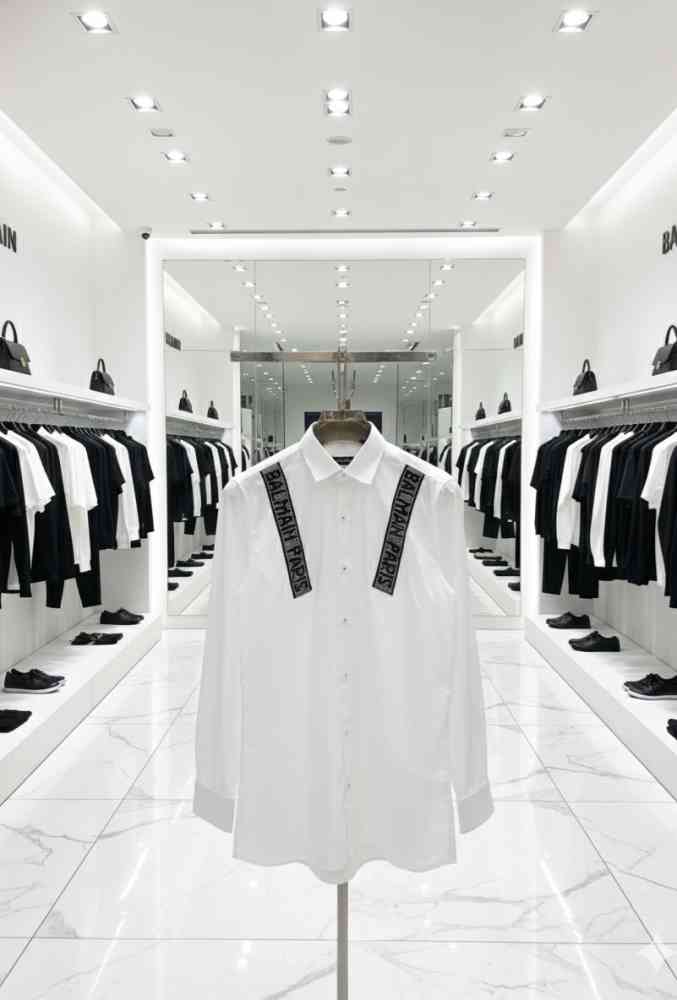 Balmain Embroidered White Premium Cotton Shirt-1