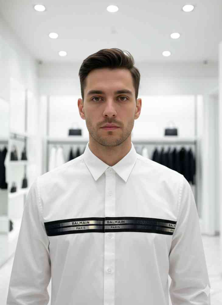 Balmain Embroidered White Premium Cotton Shirt-2