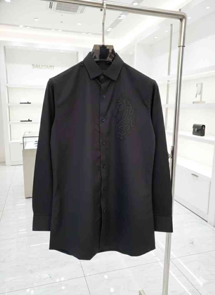Balmain Embroidered Black Horse Printed Premium Cotton Shirt-1