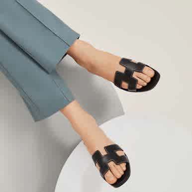 Hermes Black Premium Quality Women's Flat Sandals-6