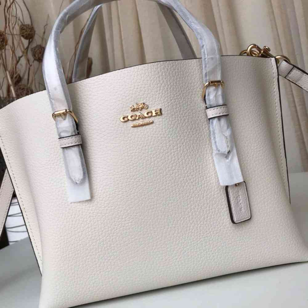 White Coach Small Mollie Laurel Black Tote Bag