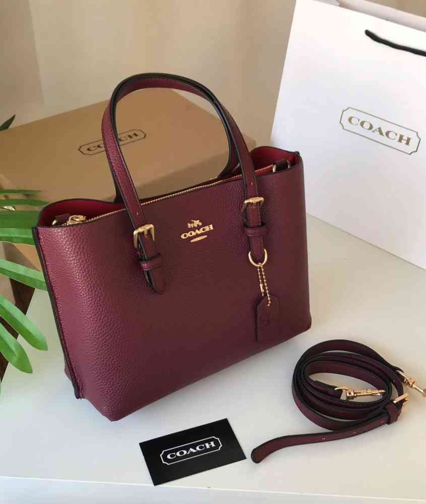Wine Coach Small Mollie Laurel Black Tote Bag