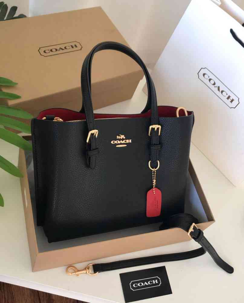 Coach Small Mollie Laurel Black Tote Bag-thumb-0
