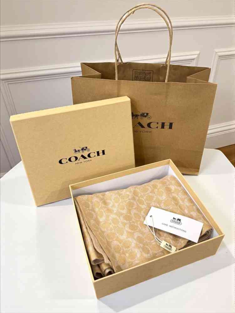 Coach Signature Cream Cashmere Muffler-thumb-2