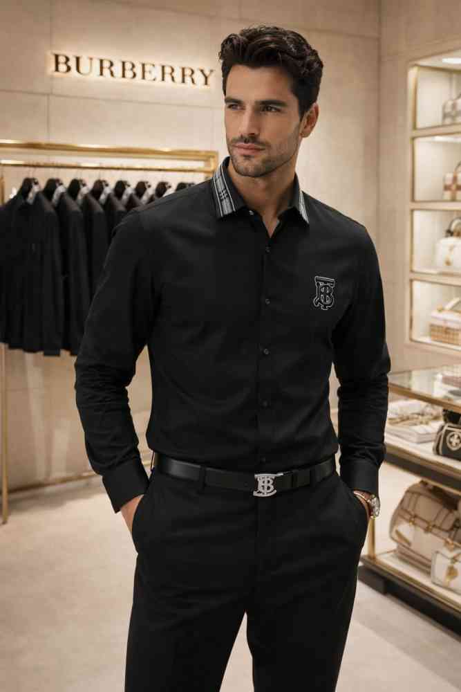Black Burberry White Premium Quality Shirt