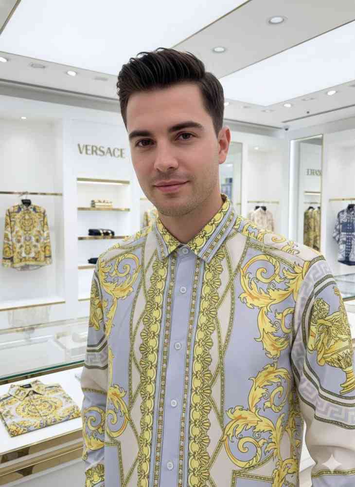 Versace Grey Premium Quality Cotton Shirt-1