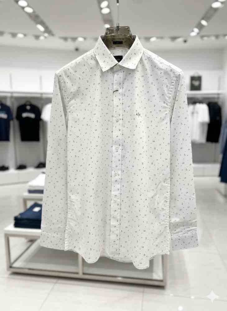 White Armani Exchange Sky Blue Premium Qualiy Cotton Shirt