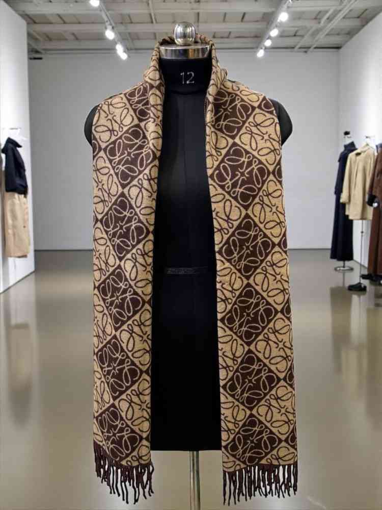 Brown Loewe Anagram Black Woollen Stole