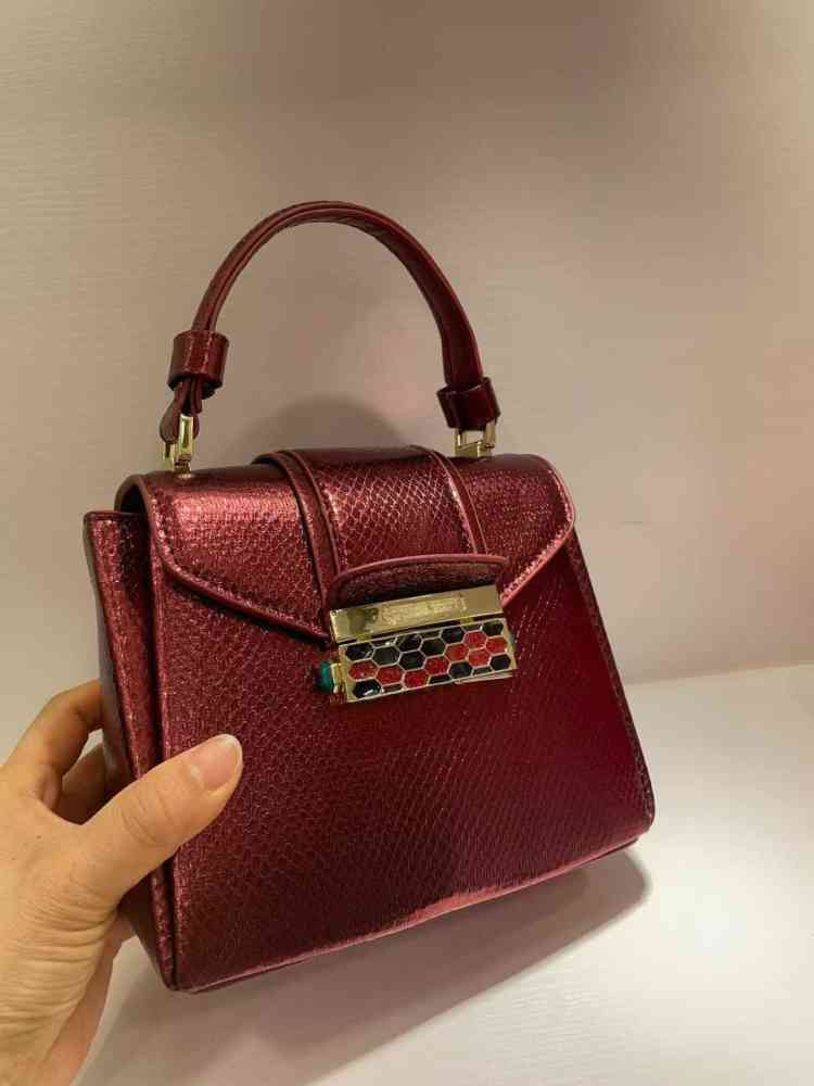 Wine Bvlgari Serpenti Forever Top Dark Brown Handbag
