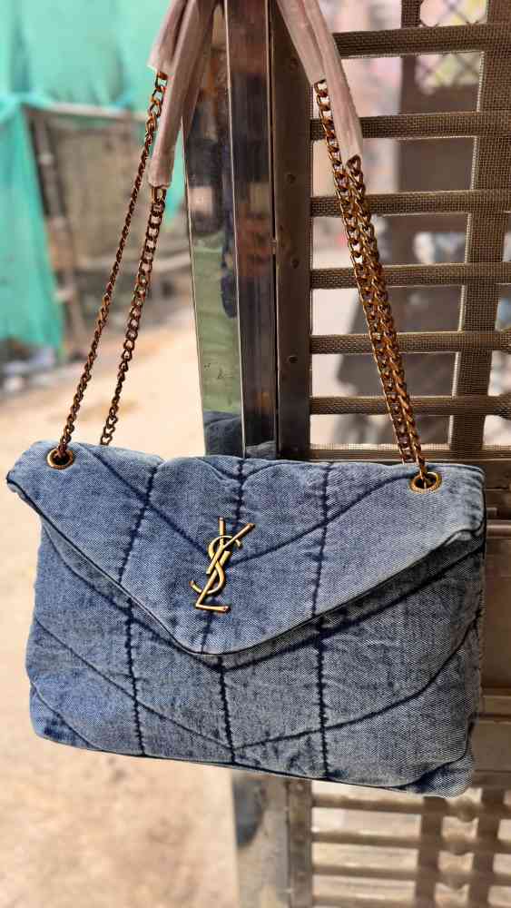 Blue YSL Dark Blue Premium Quality Lou Lou Denim Bag