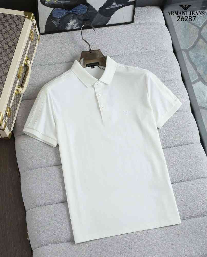 White Emporio Armani Black Cotton T-Shirt