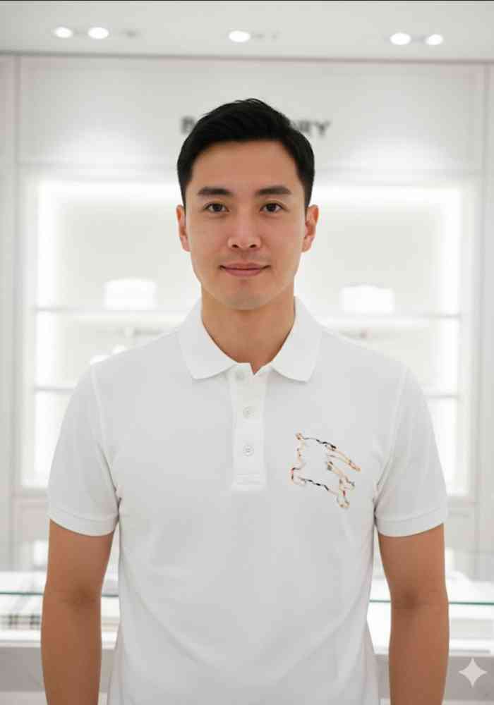 Burberry White Premium Exclusive Polo T-shirt-thumb-3