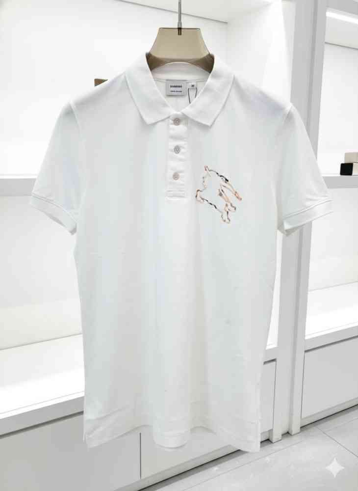 Burberry White Premium Exclusive Polo T-shirt-thumb-2