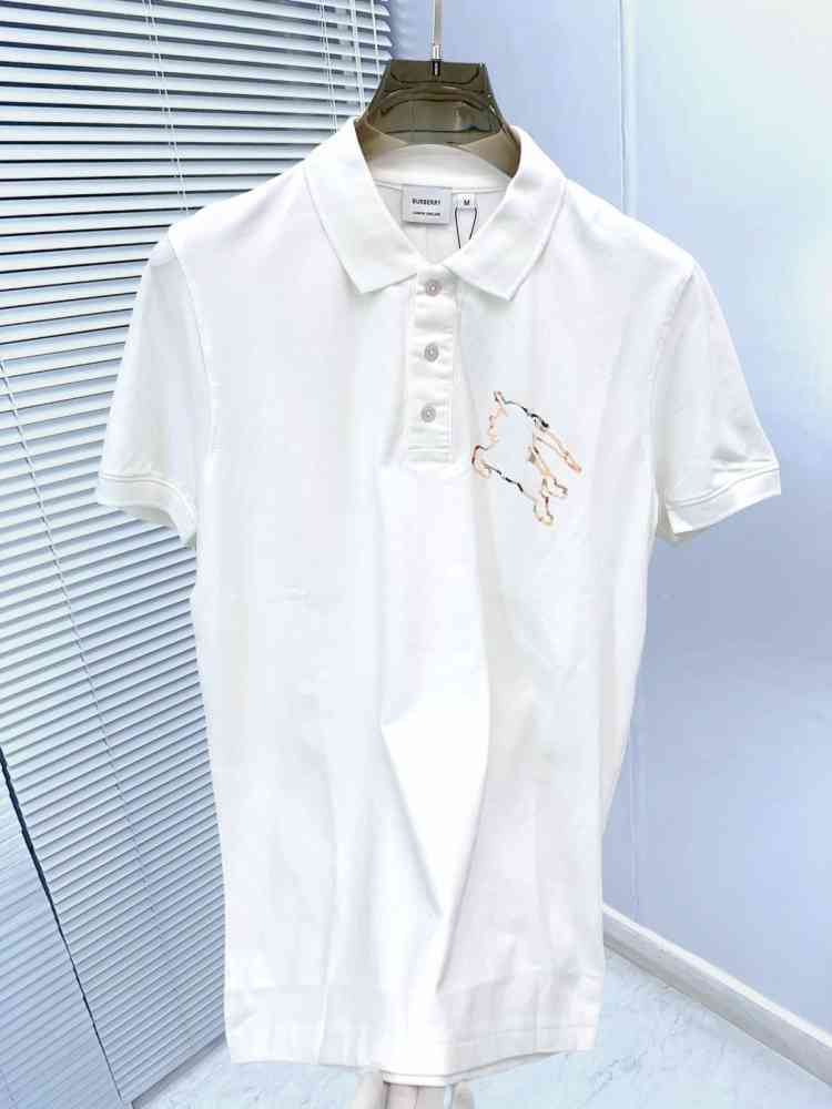 Burberry White Premium Exclusive Polo T-shirt-thumb-1