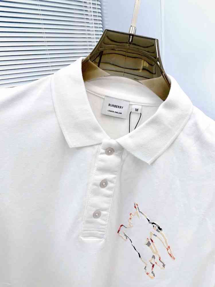 Burberry White Premium Exclusive Polo T-shirt-thumb-4