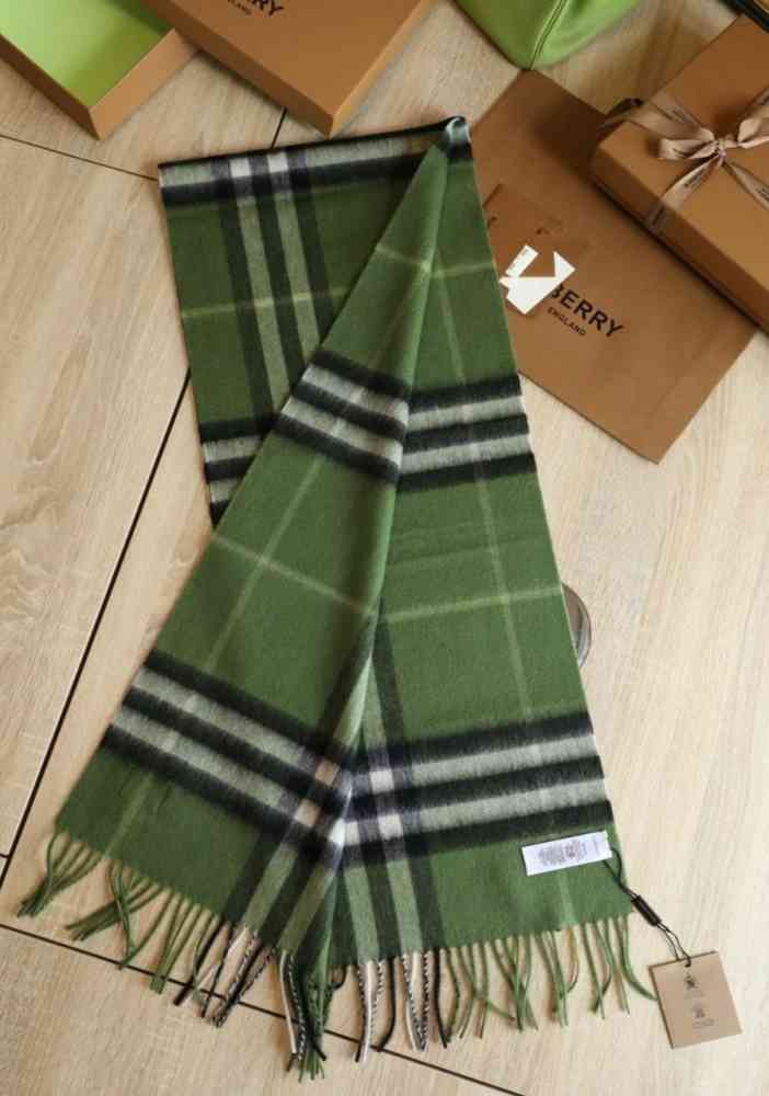 Green Burberry Check Cashmere Black Stole