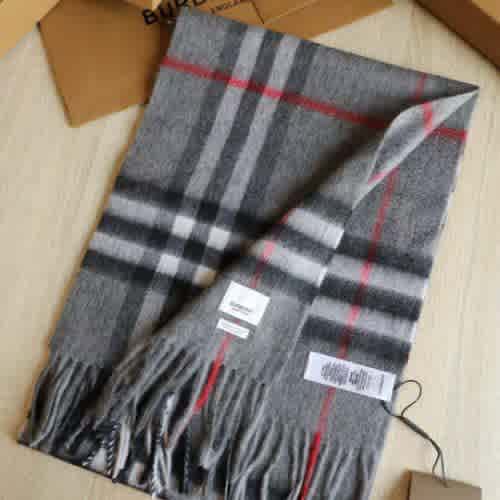 Grey Burberry Check Cashmere Black Stole