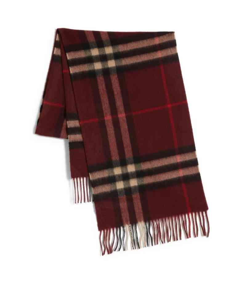 Red Burberry Check Cashmere Black Stole