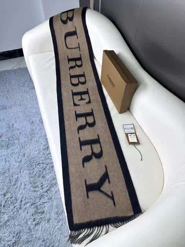 Brown Burberry Check Cashmere Blue Scaf