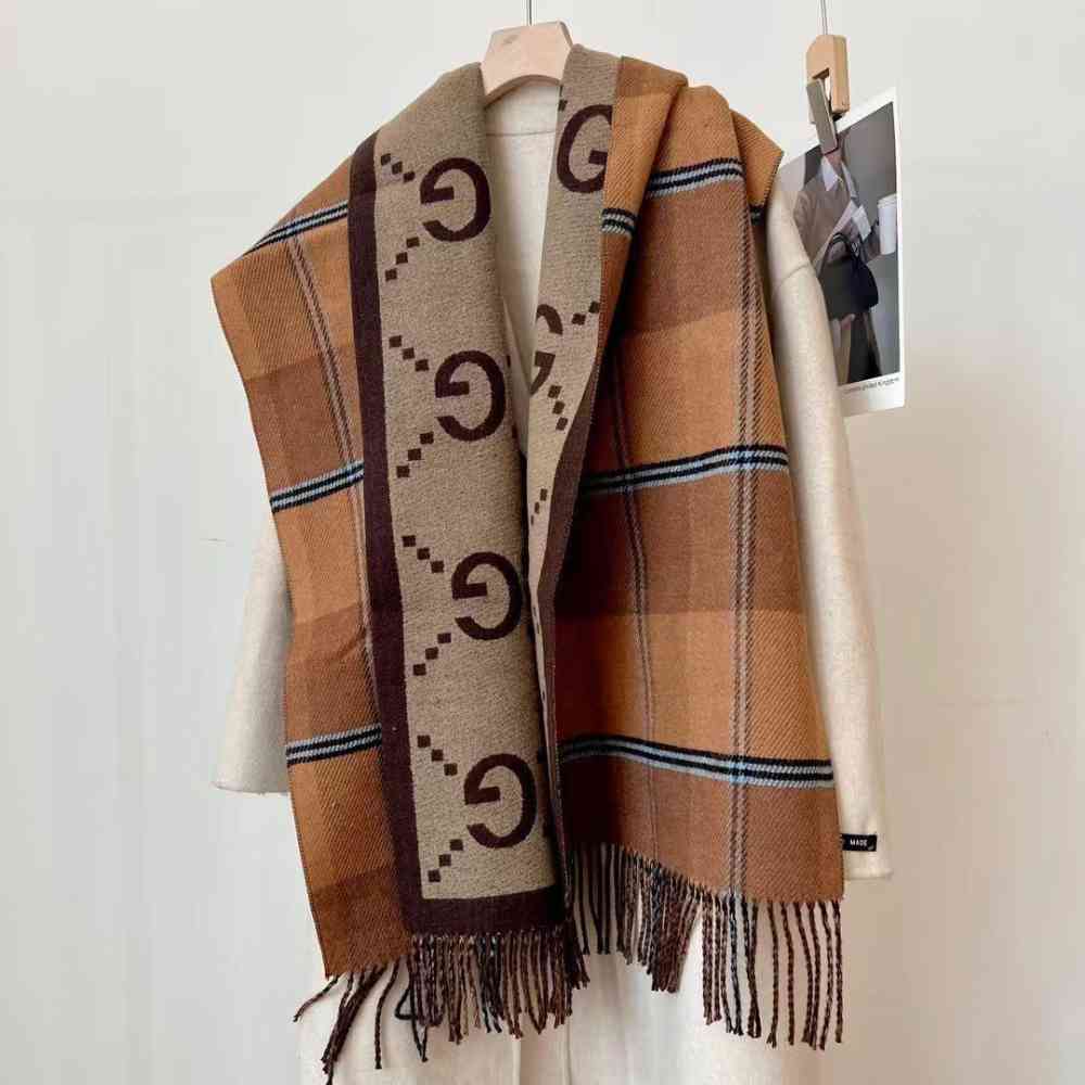 Brown Gucci GG Monogram Warm Blue Woolen Stole