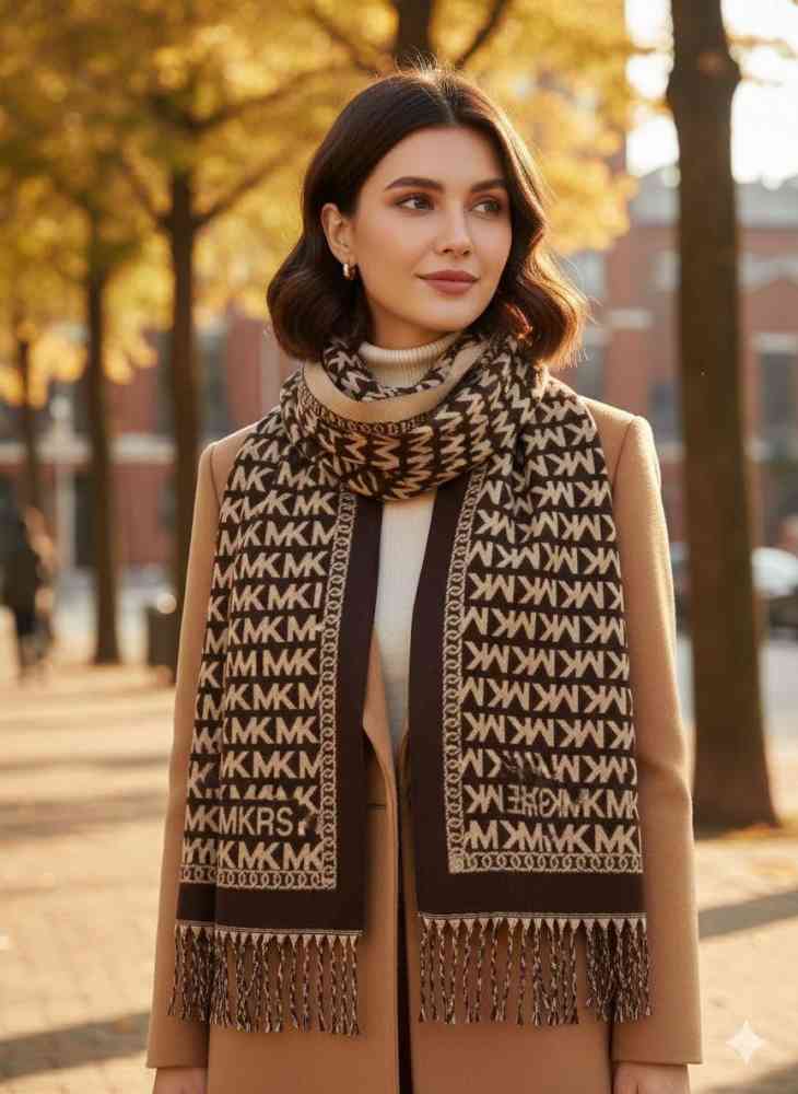 Brown Michael Kors Black Semi Woolen Stole